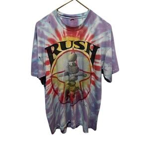 Vintage 1997 Rush Tie Dye Band T-Shirt Double Sided Tour  Rock Tee